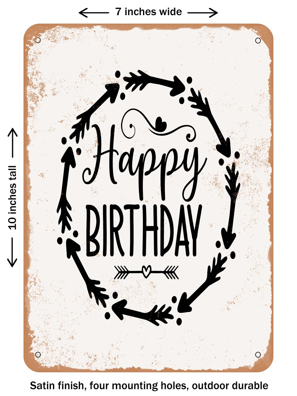 DECORATIVE METAL SIGN - Happy Birthday - 9 - Vintage Rusty Look